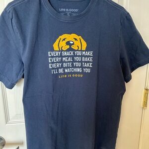 Life is Good Dog Graphic T-Shirt - Navy and Yellow